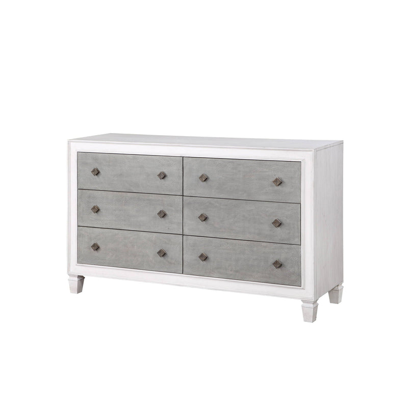 Katia Weathered Dresser with Full-Extension Drawers - White