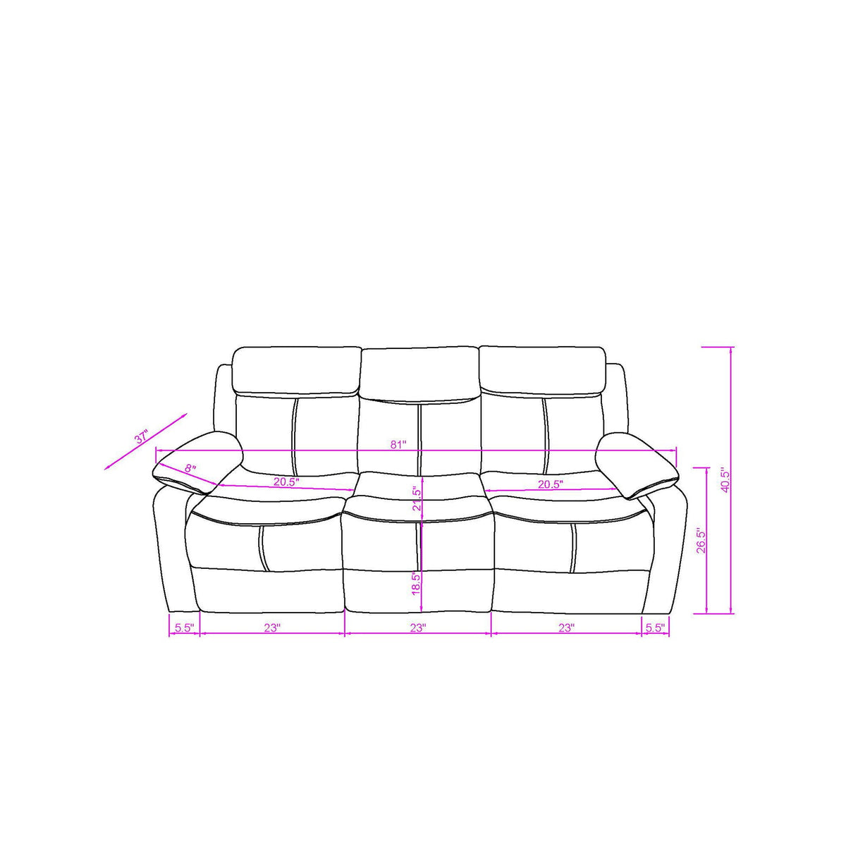 Blanche - Reclining Sofa With LED Lights, photo 13 of 13