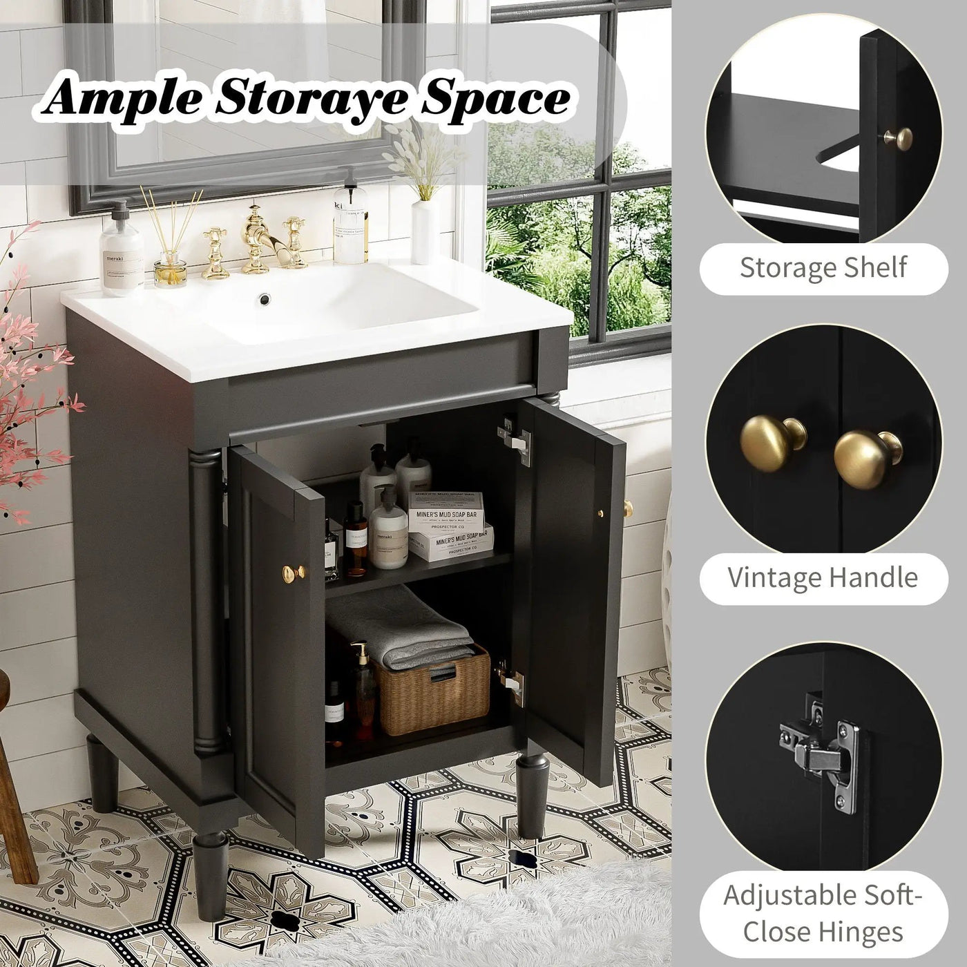 Bathroom Vanity With Top Sink, 2 Tier Storage Cabinet by Unique Piece Furniture