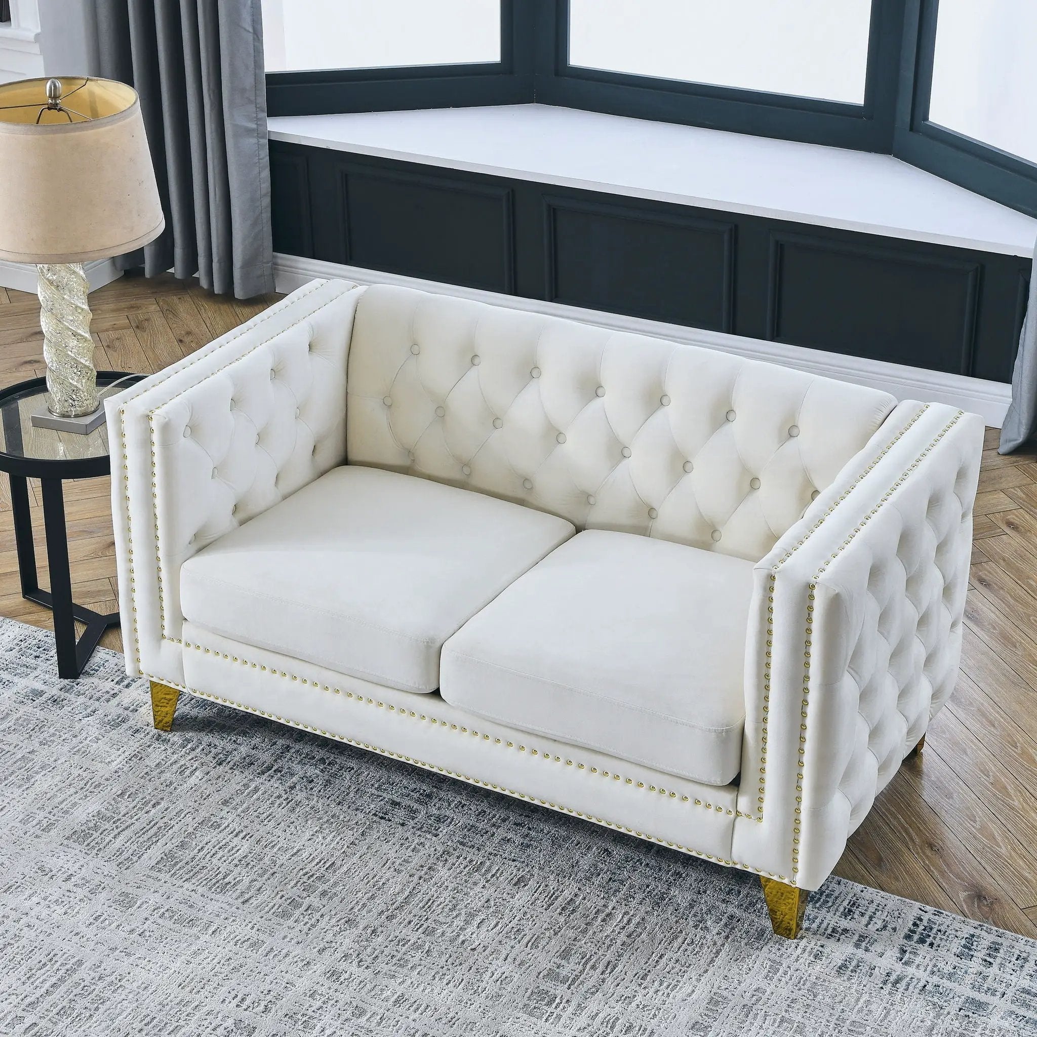 Upholstered Couch Sofa With Button Tufting For Living Room by HouseOfZazla