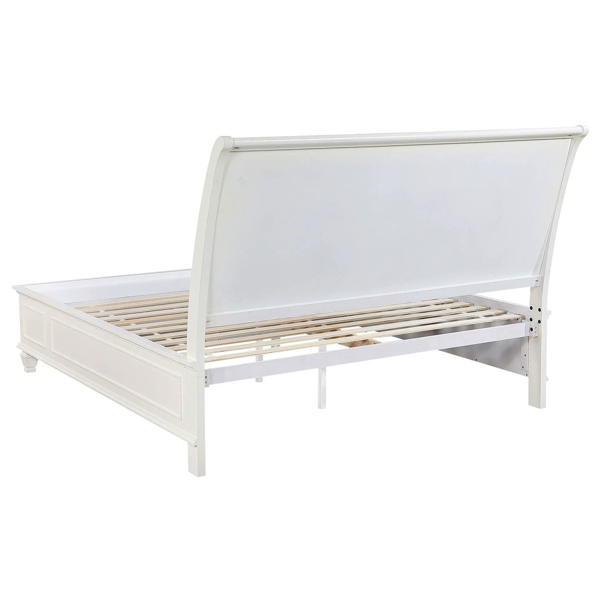 Sandy Beach Wood Eastern King Storage Panel Bed Cream White by Unique Piece Furniture