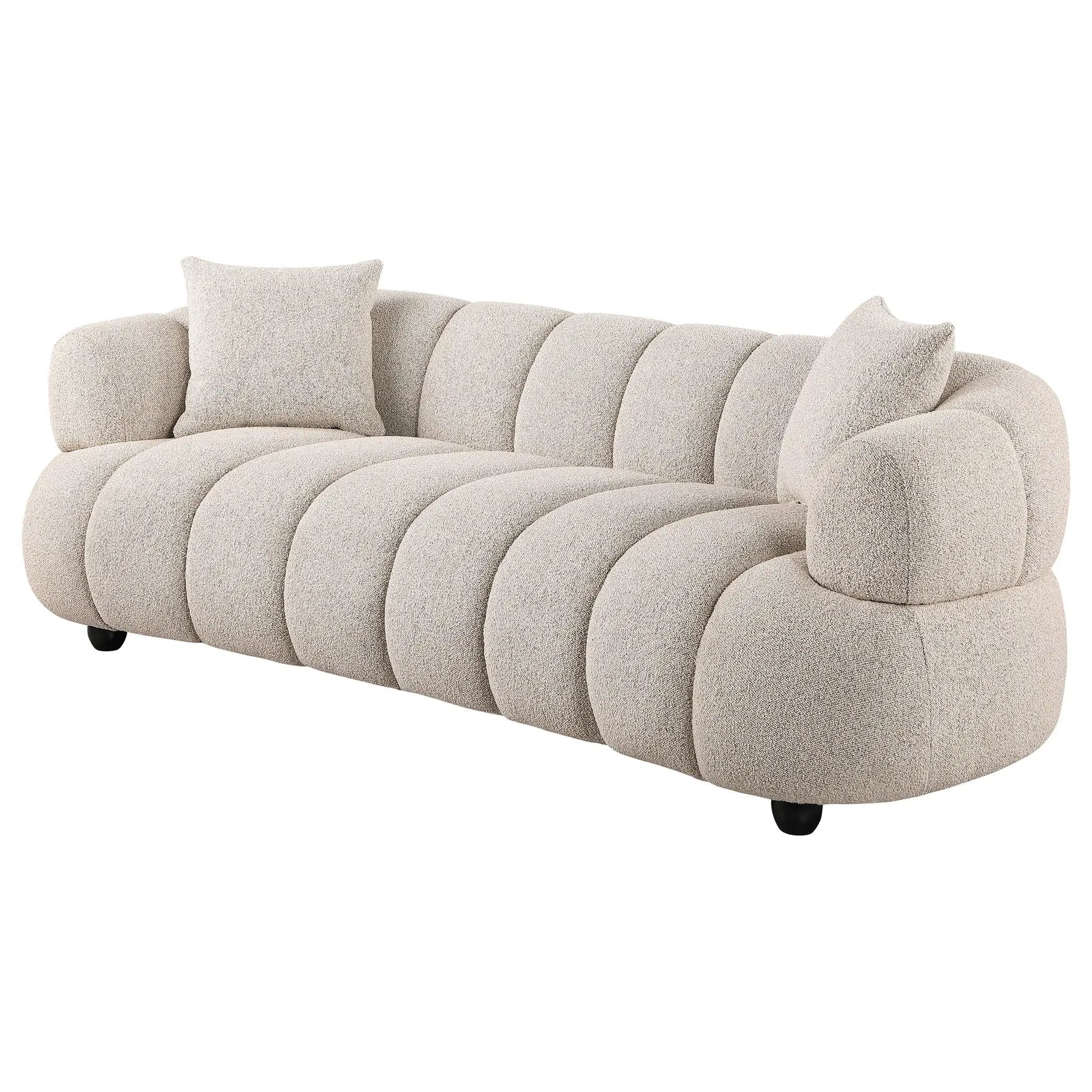 Whitney Contemporary Channel Tufted Boucle Upholstered Sofa by Unique Piece Furniture