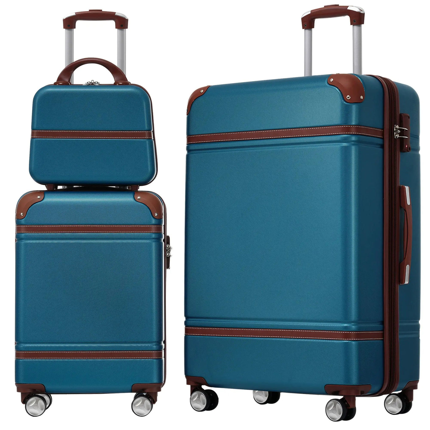 Hardshell Luggage Sets 3 Pieces 20" / 28" Luggages And Cosmetic Case Spinner Suitcase With Tsa Lock Lightweight by HouseOfZazla
