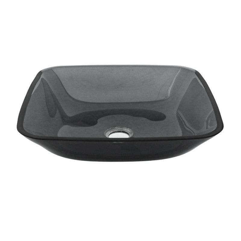 Square Vessel Sink For Bathroom, Above Counter Design With Pop Up Drain, Smooth Rounded Edges - Gray by HouseOfZazla
