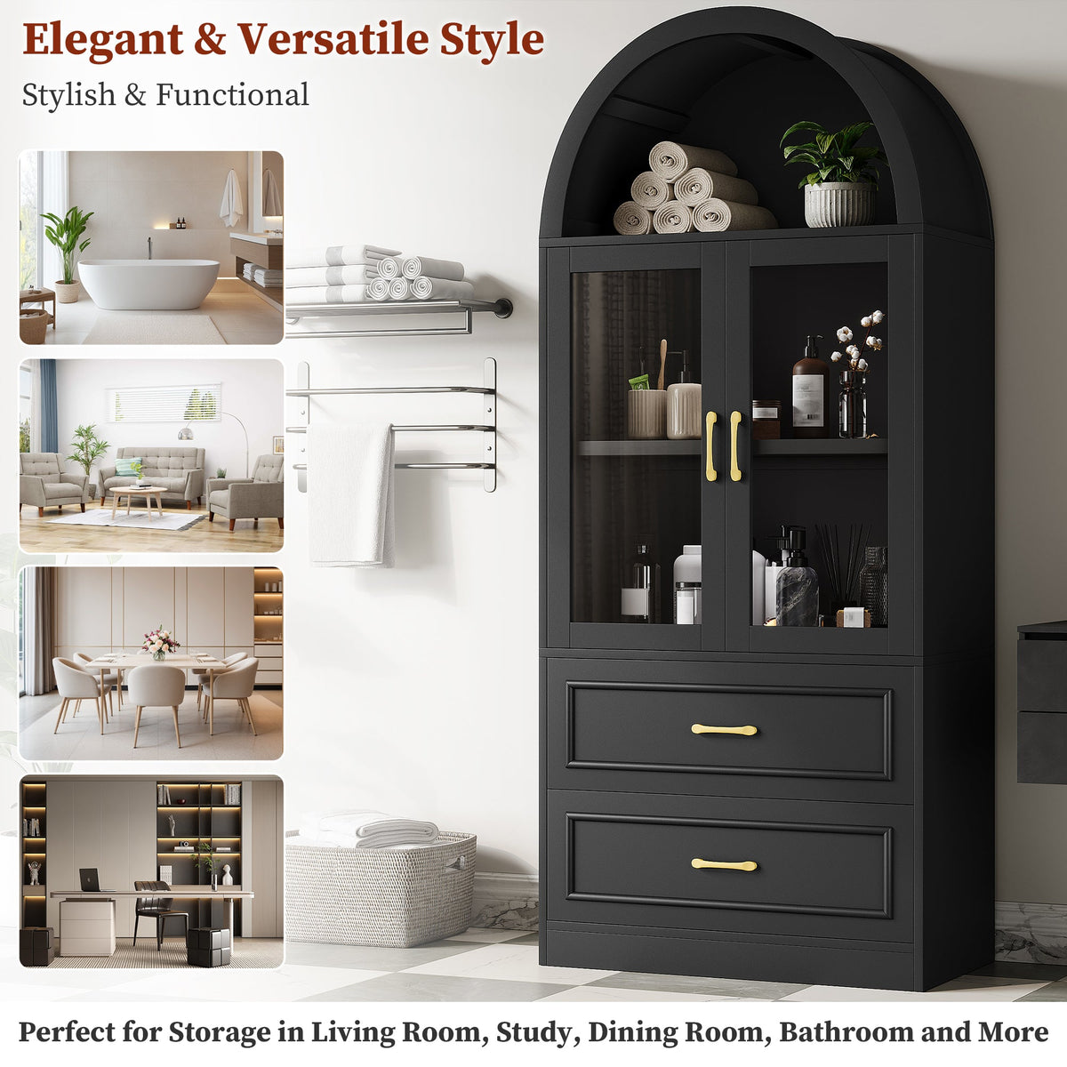 Modern Minimalist Arched Top Storage Cabinet, photo 6 of 10
