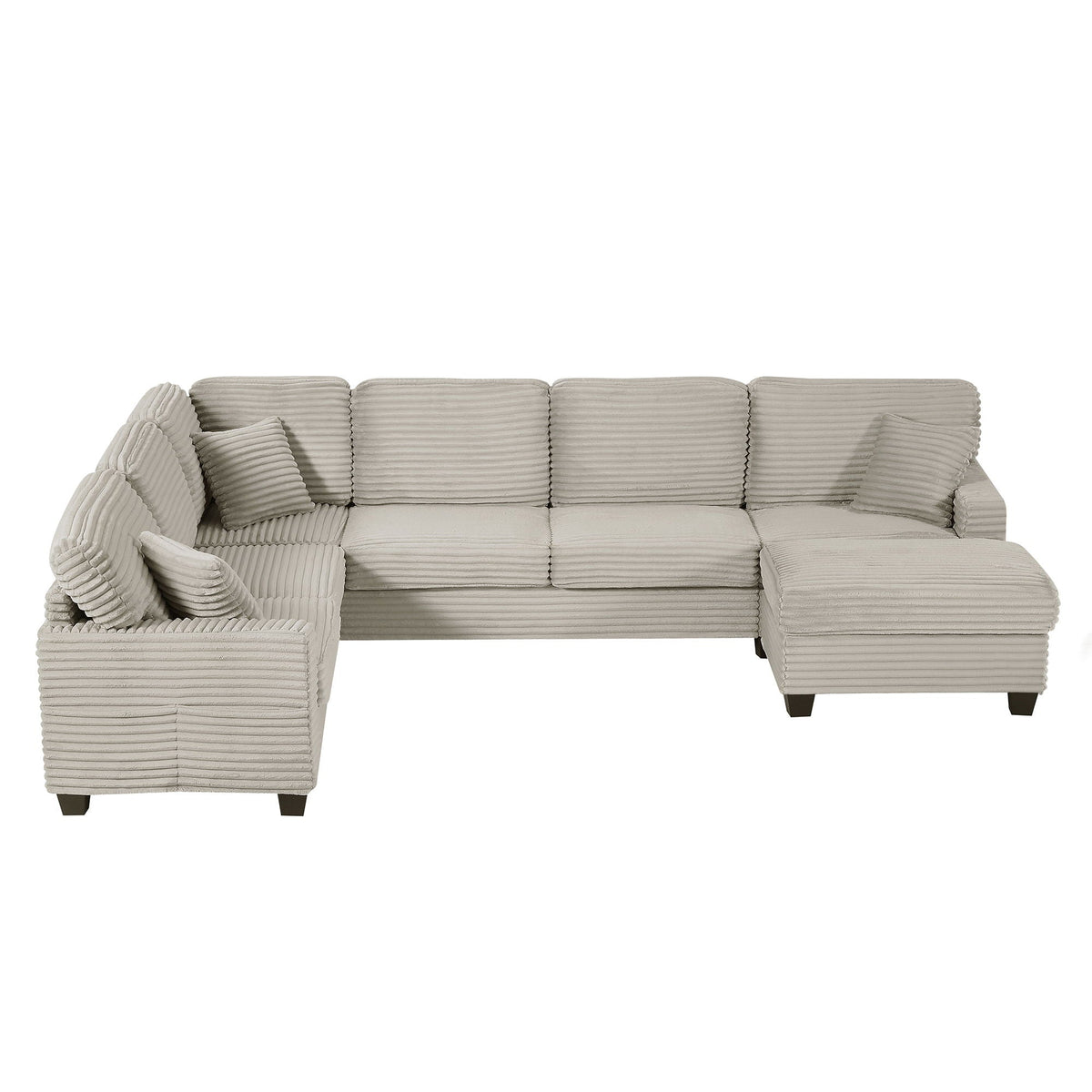 Upholstered U-Shaped Sectional Sofa with Movable Ottoman and Storage Pockets - Multiple Colors, photo 4 of 40