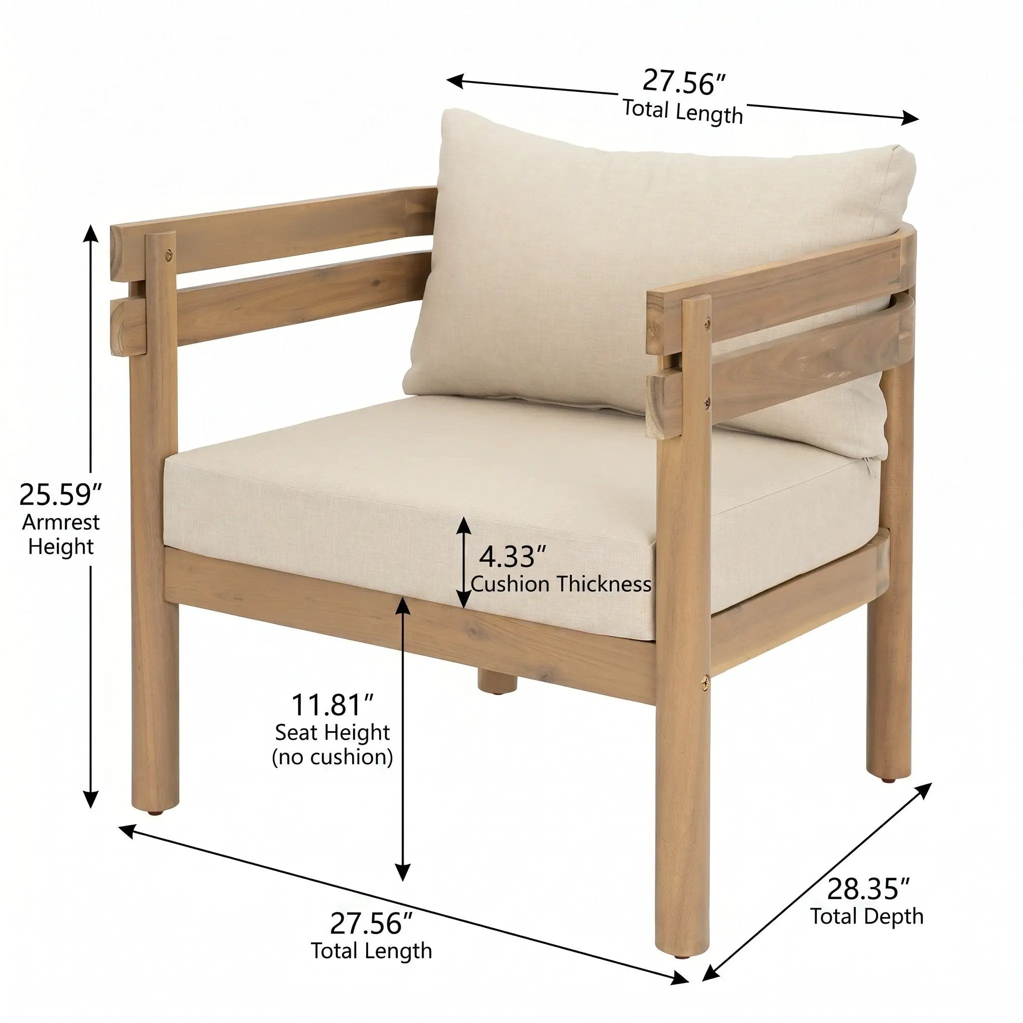 4-Piece Acacia Wood Patio Furniture Set by HouseOfZazla