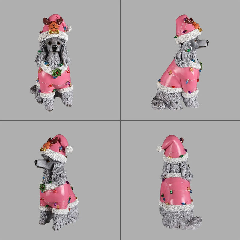 Christmas Poodle Statue, Holiday Dog Figurine by HouseOfZazla