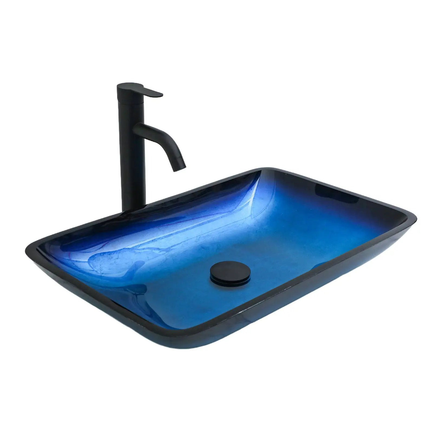 Gradient Tempered Glass Vessel Sink With Pop-Up Drain by HouseOfZazla