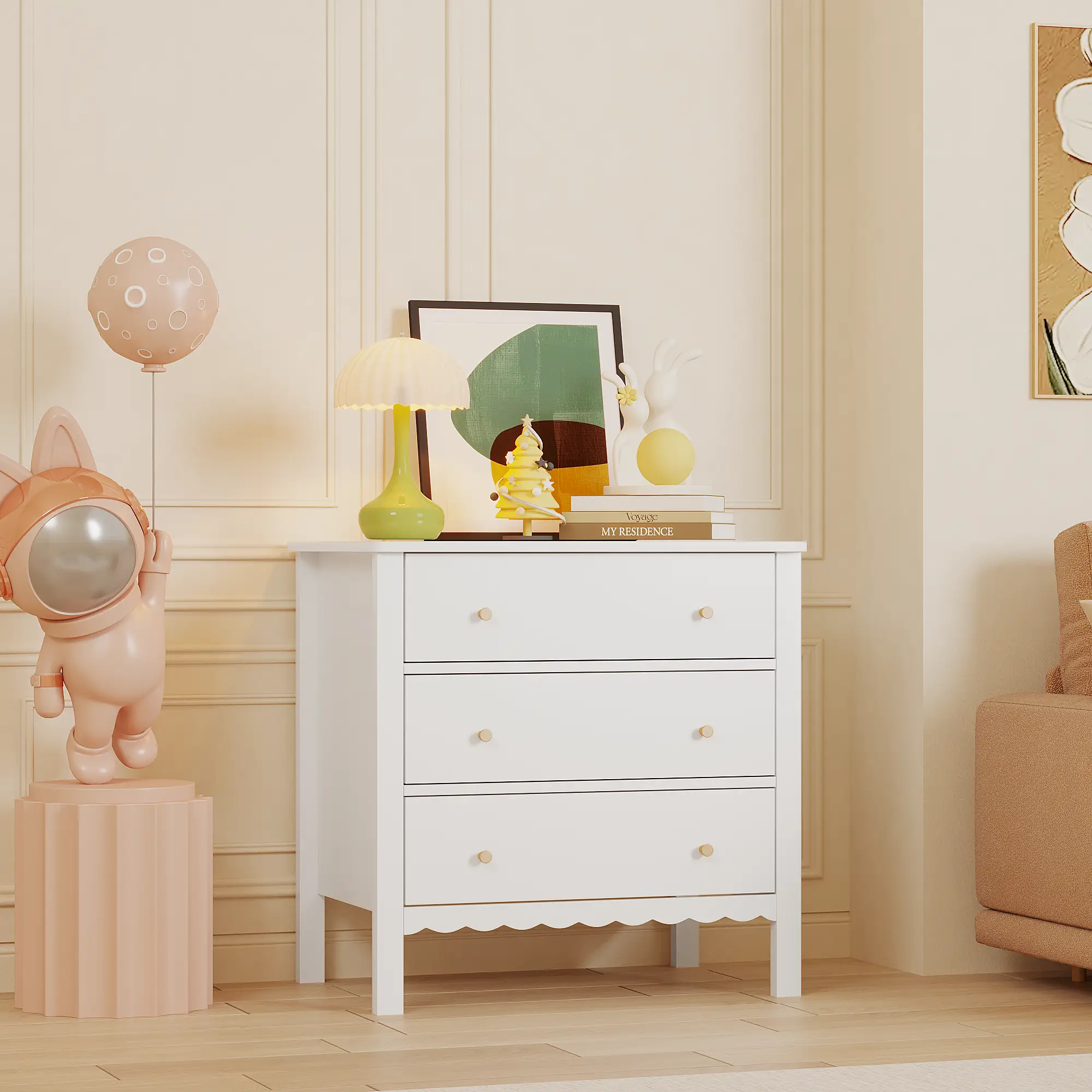 White 3 Drawer Dresser for Bedroom by HouseOfZazla