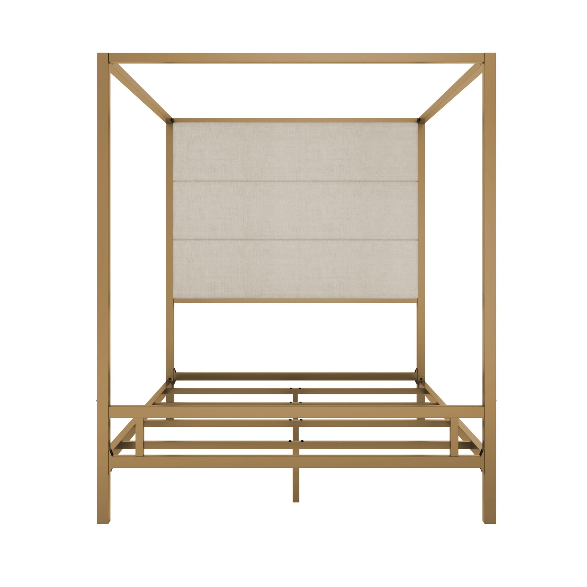 Canopy Bed With Tall Upholstered Headboard, 4 Poster Frame by HouseOfZazla
