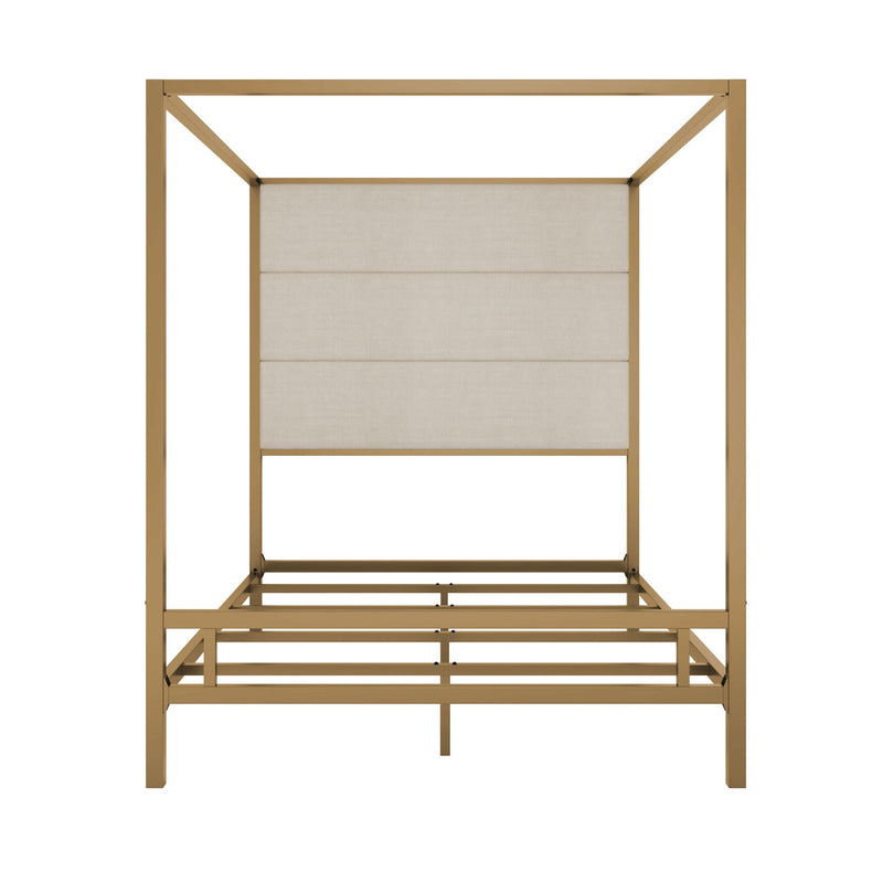 Canopy Bed With Tall Upholstered Headboard, 4 Poster Frame by HouseOfZazla
