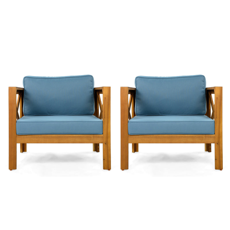 Outdoor Acacia Wood Club Wooden Armchair Set of 4 by HouseOfZazla
