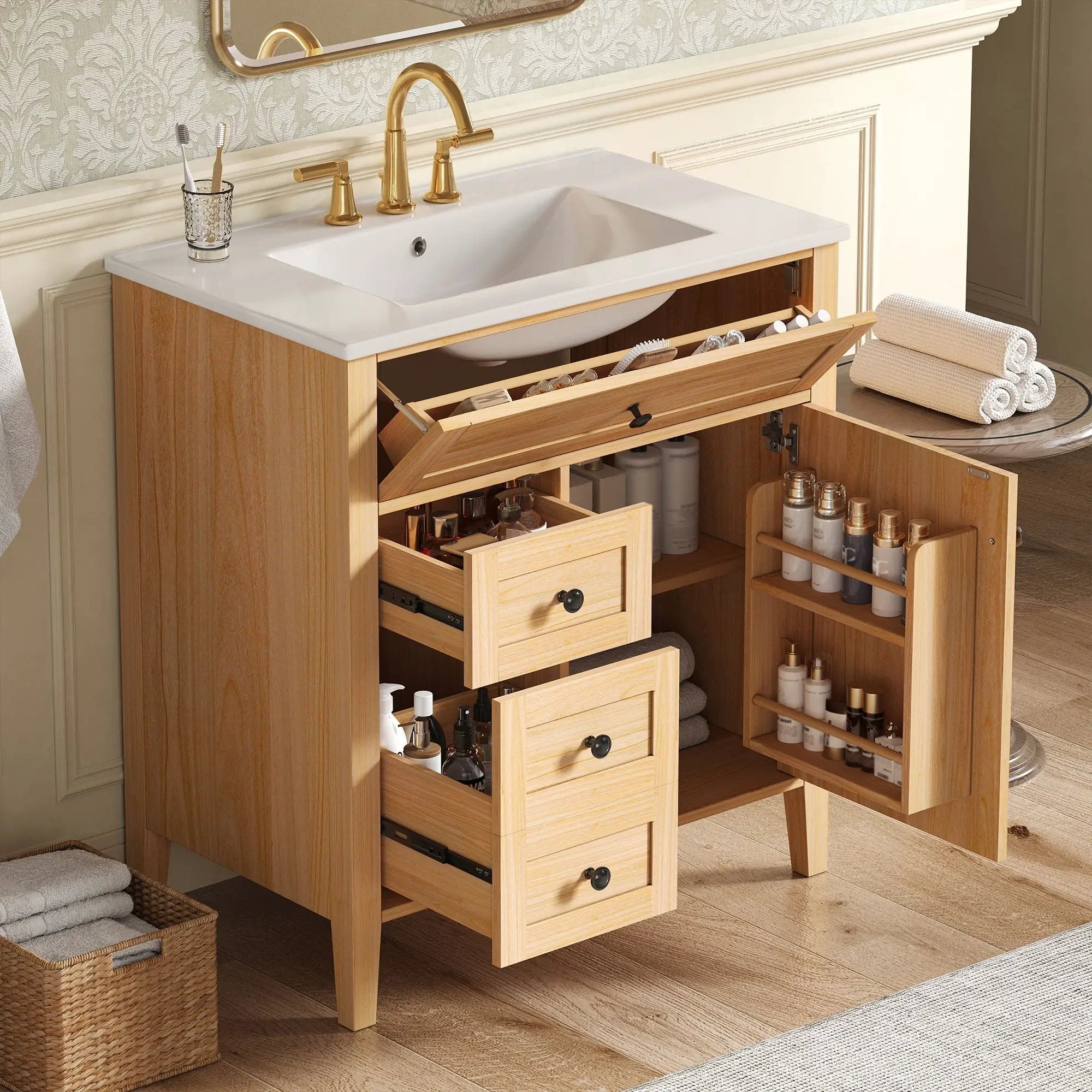 Bathroom Vanity With Sink, Soft Closing Cabinet by HouseOfZazla