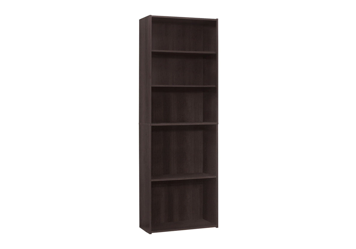 6-Tier Transitional Bookshelf with Adjustable Shelves - White, Dark Gray, Light Brown, Dark Brown