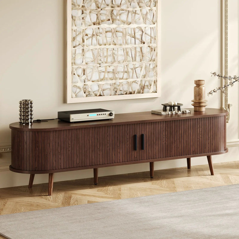 TV Stand For 70" TV With Tambour Doors And Built-In Power Outlet by HouseOfZazla