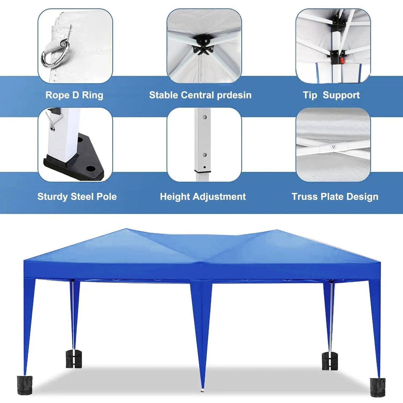 10'x20' EZ Pop Up Canopy Outdoor Portable Party Folding Tent with 6 Removable Sidewalls by HouseOfZazla