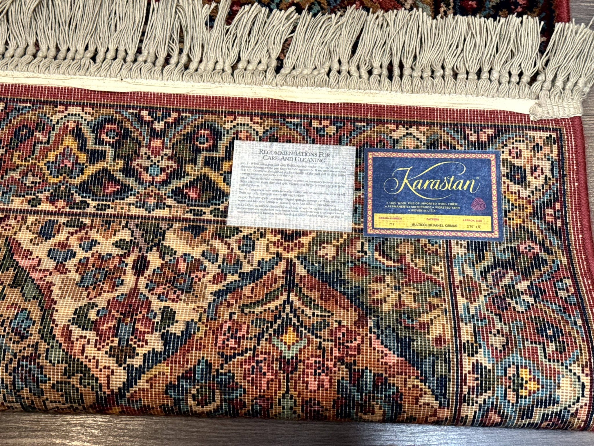 Karastan Rug 3x5 Multicolor Panel Kirman #717, Original 700 Series, Wool Pile, Discontinued by Jewel Rugs