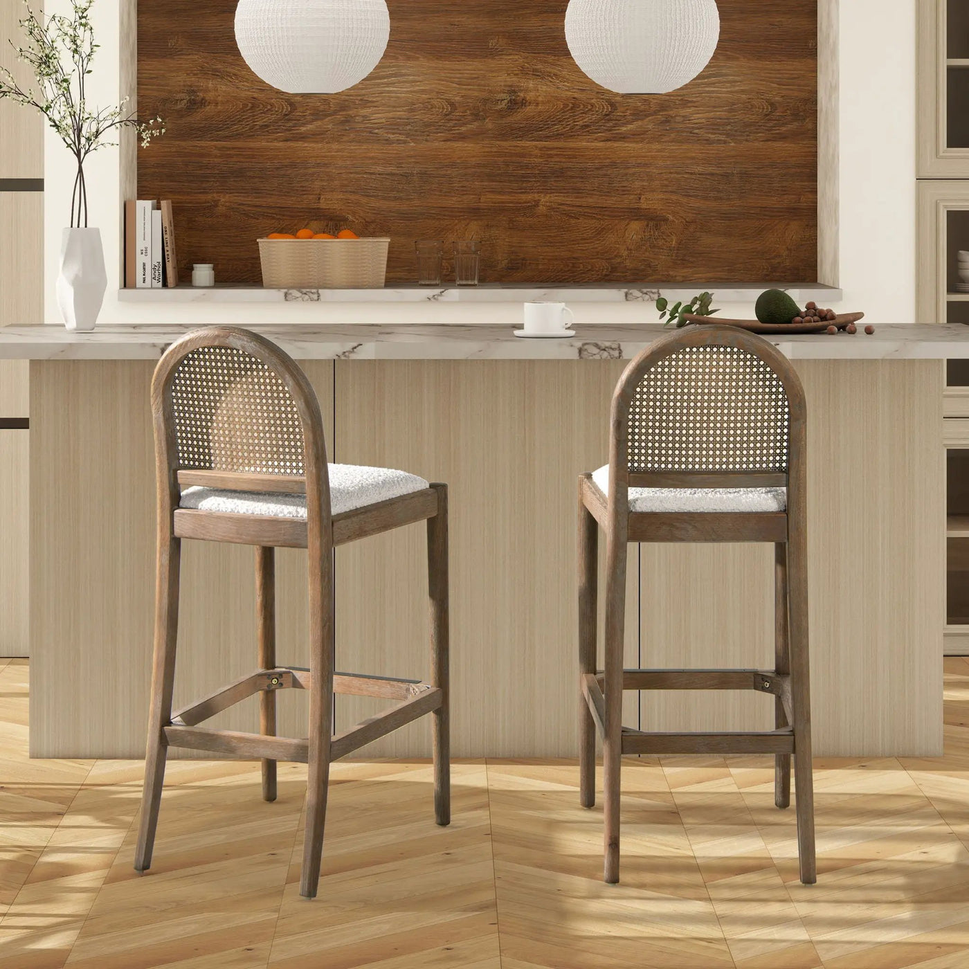 Panama - Curved Back Cane Bar Stool (Set of 2) by HouseOfZazla