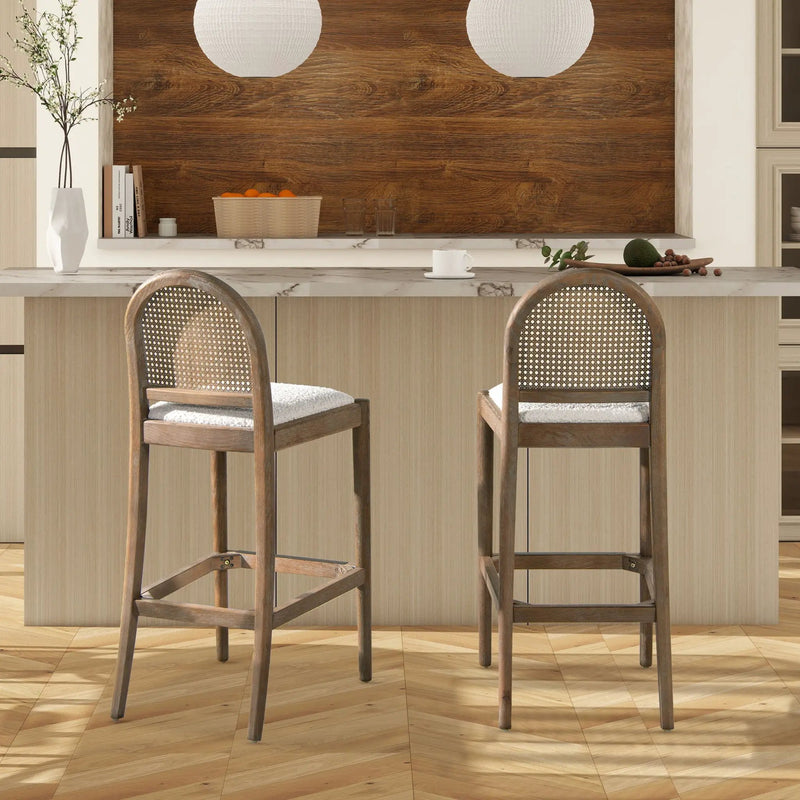 Panama - Curved Back Cane Bar Stool (Set of 2) by Unique Piece Furniture