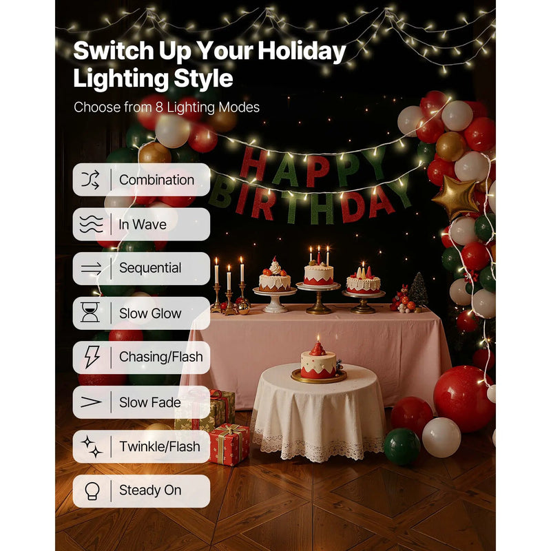 LED Christmas String Lights, 200 LED, 76 Ft Connectable Warm by HouseOfZazla