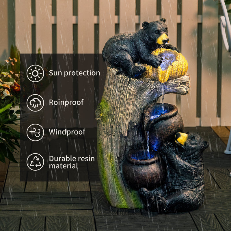 Resin Black Bear Outdoor Water Fountain with LED Lights, photo 8 of 13
