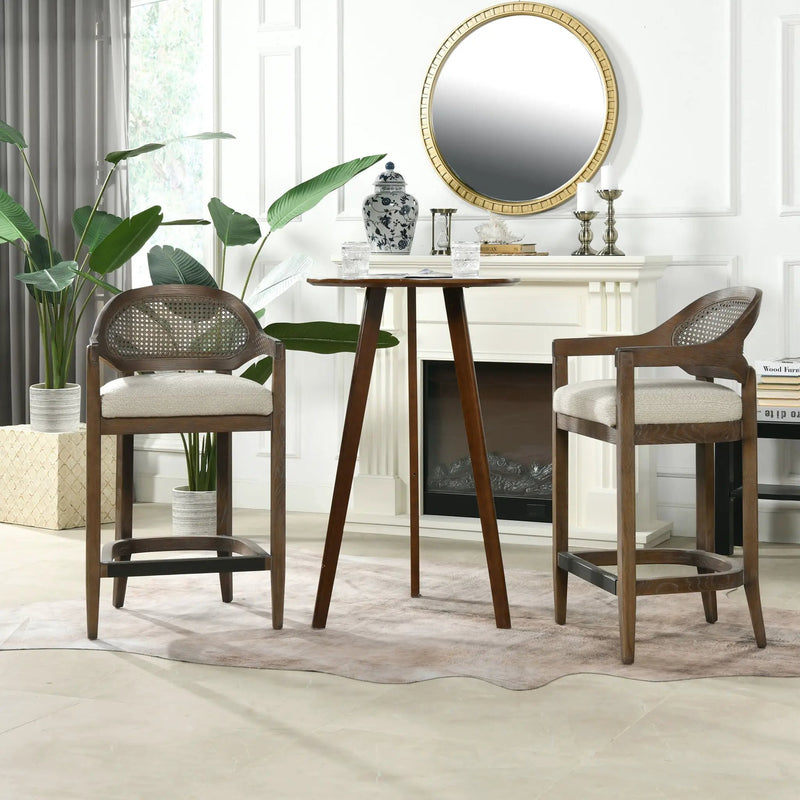 Americana - Mid-Century Modern Cane Back Counter Stool by Unique Piece Furniture