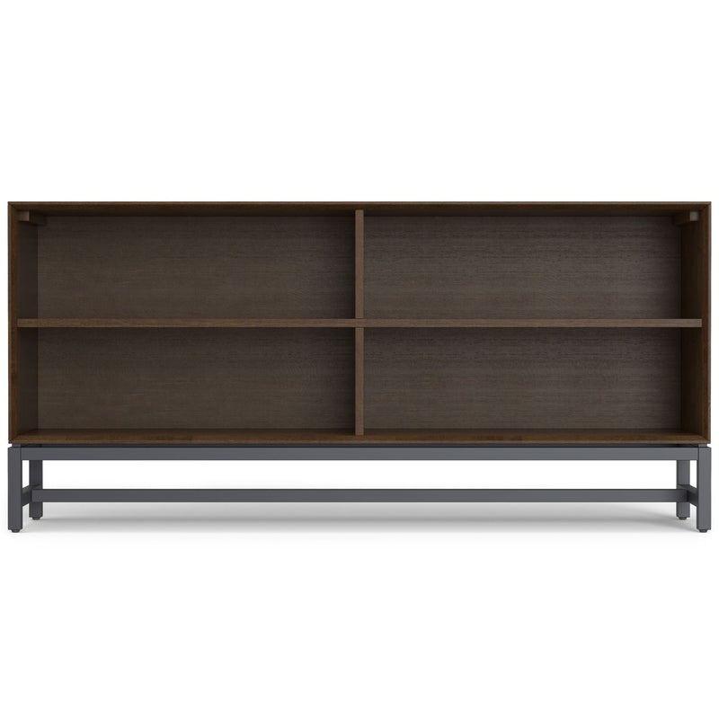 Low Wide Bookcase with Metal Frame - Walnut Brown, photo 11 of 12
