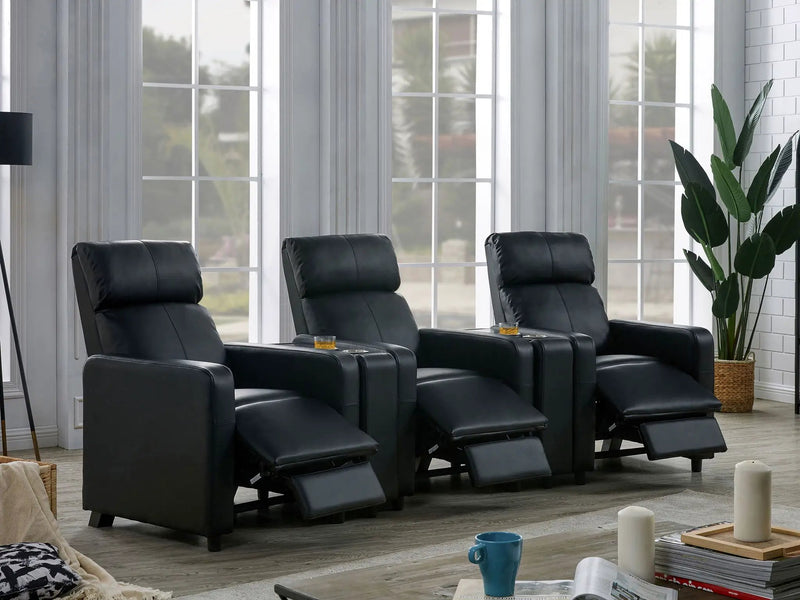Toohey Upholstered Tufted Recliner Living Room Set Black by Unique Piece Furniture