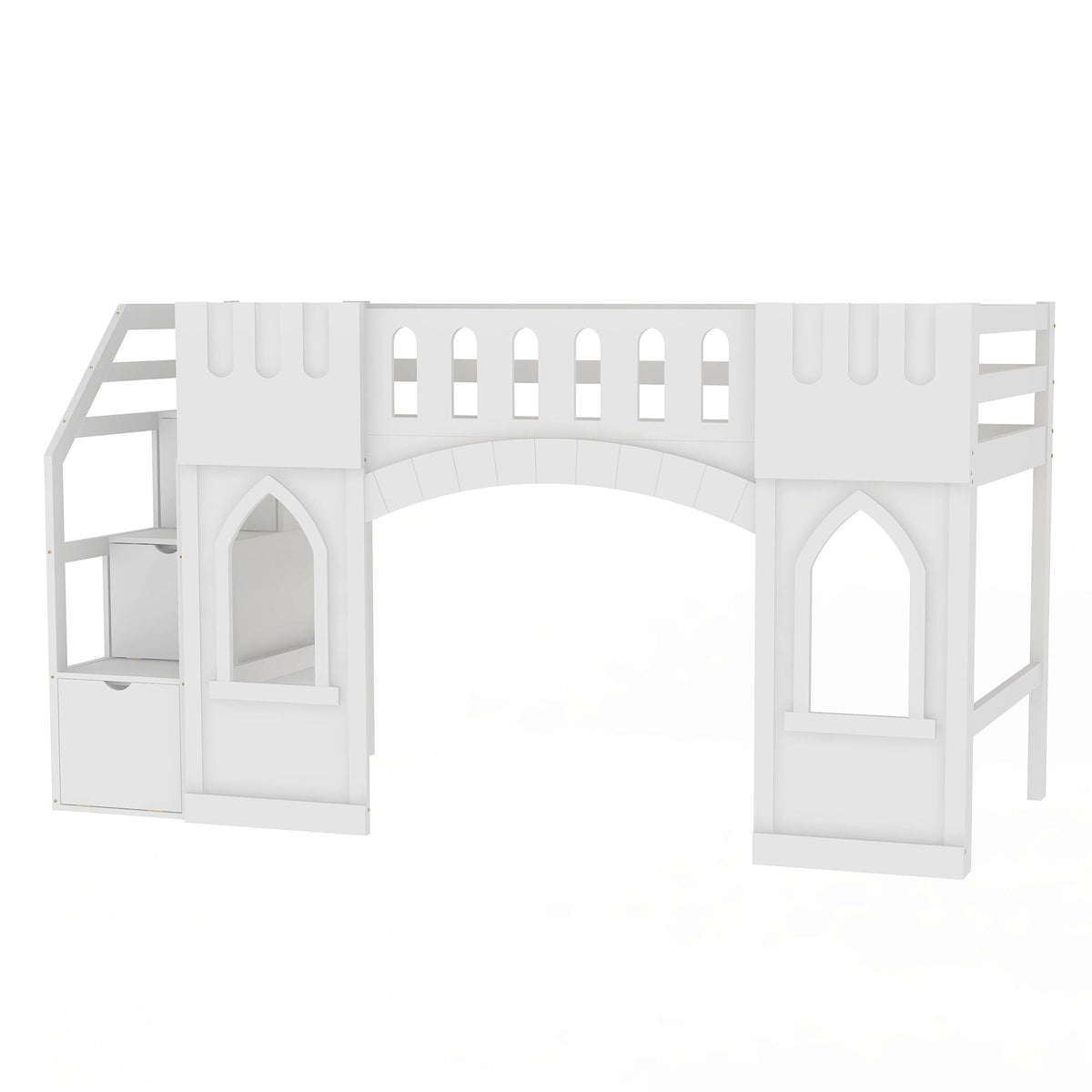 Loft Bed With Storage Staircase and Windows - Twin Size, photo 2 of 23