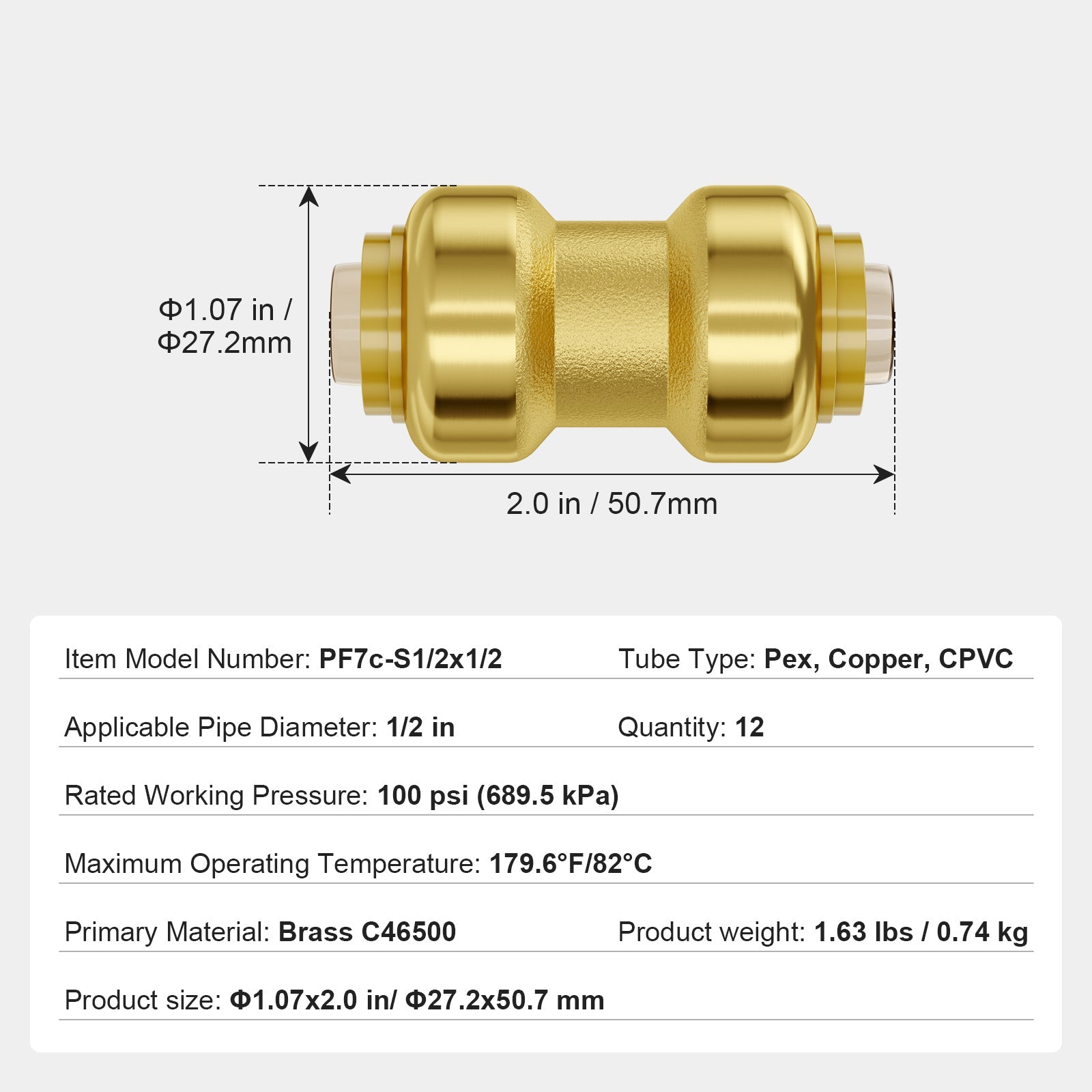 Pipe Fittings 1/2" 12PCS by VEVOR by HouseOfZazla