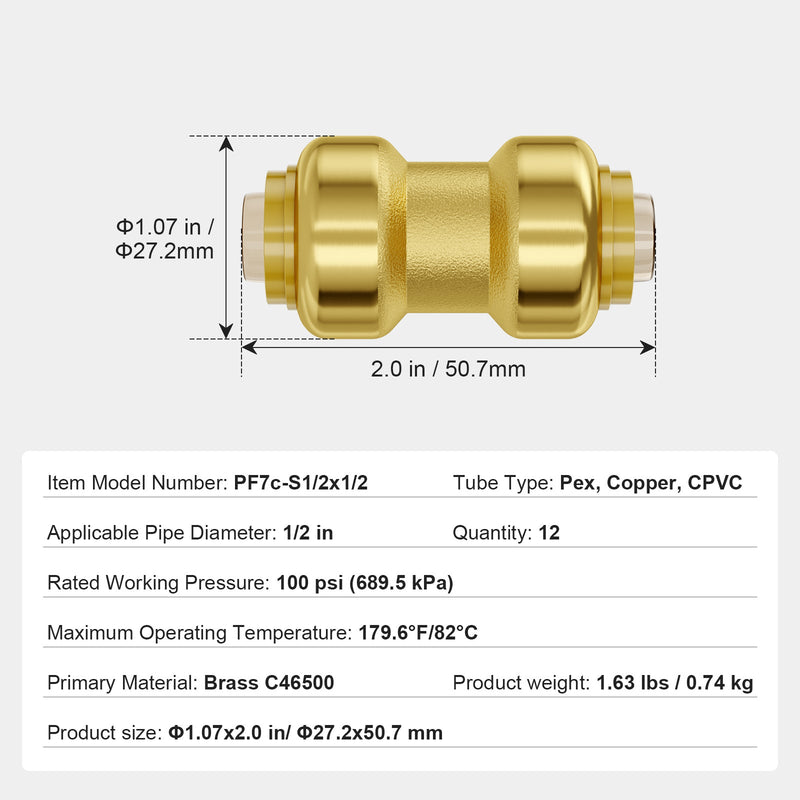 Pipe Fittings 1/2" 12PCS by VEVOR by HouseOfZazla