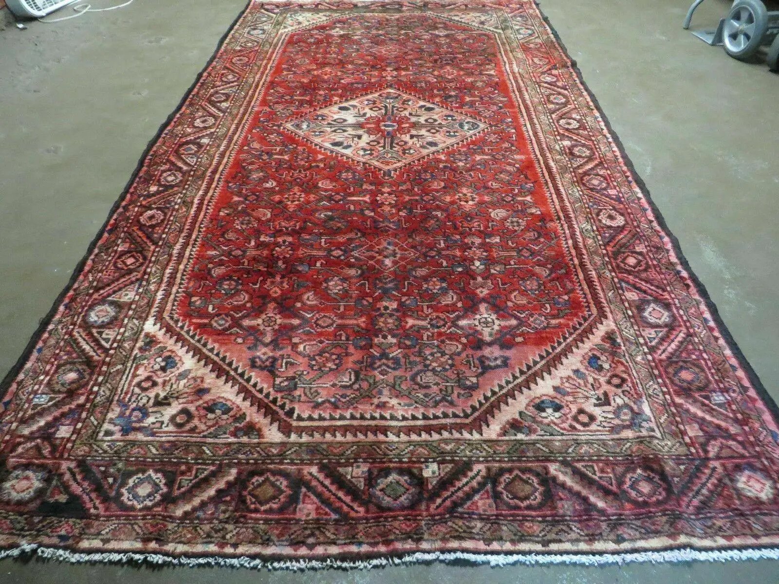 5' 6" X 10' Antique Handmade India Floral Oriental Wool Rug Veg Dyes Red Nice by Jewel Rugs