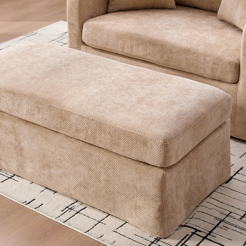 Accent Chair With Ottoman, Includes 2 Bolster Pillows