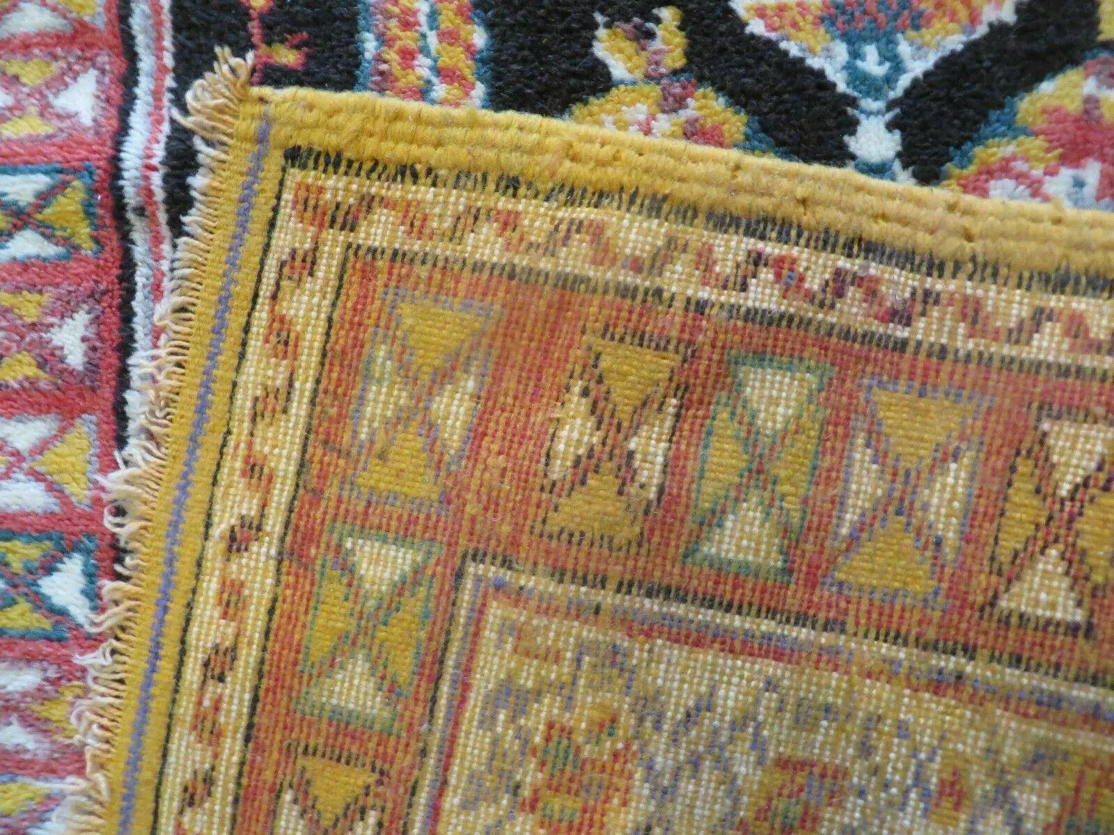 Antique Moroccan Runner Rug 3x7, Moroccan Prayer Rug, Double Mehrab Prayer Arches, Black and Red, Hand-Knotted Wool Carpet, Hallway Rug Nice by Jewel Rugs