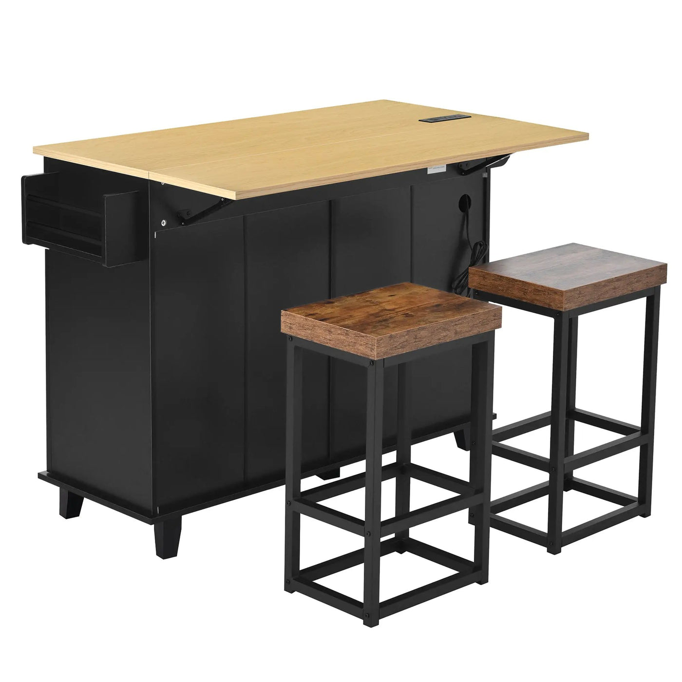 TOPMAX Farmhouse Kitchen Island with Drop Leaf and 2 Seatings by HouseOfZazla
