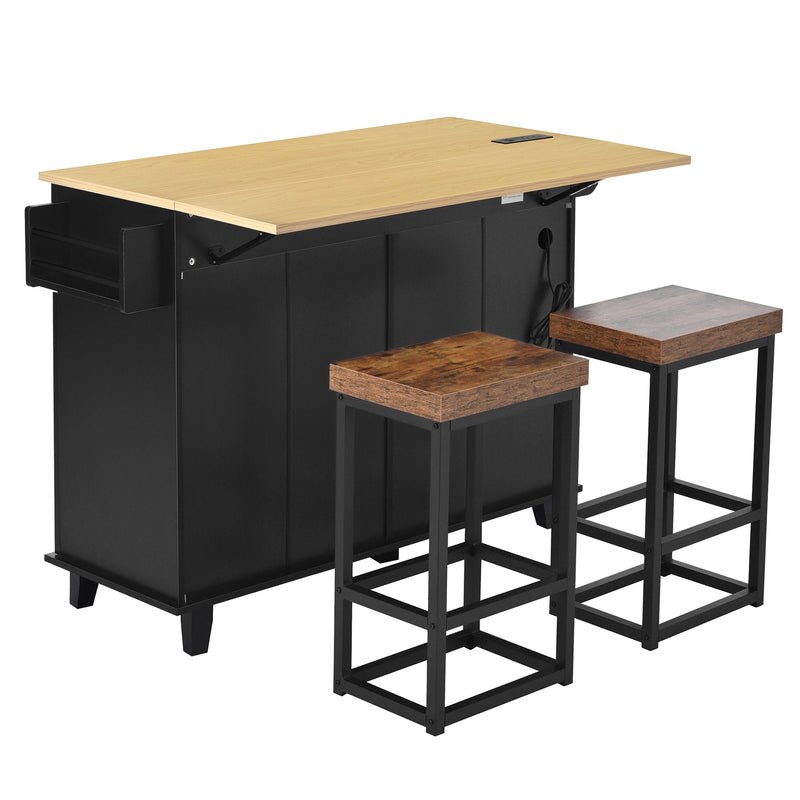 TOPMAX Farmhouse Kitchen Island with Drop Leaf and 2 Seatings by HouseOfZazla