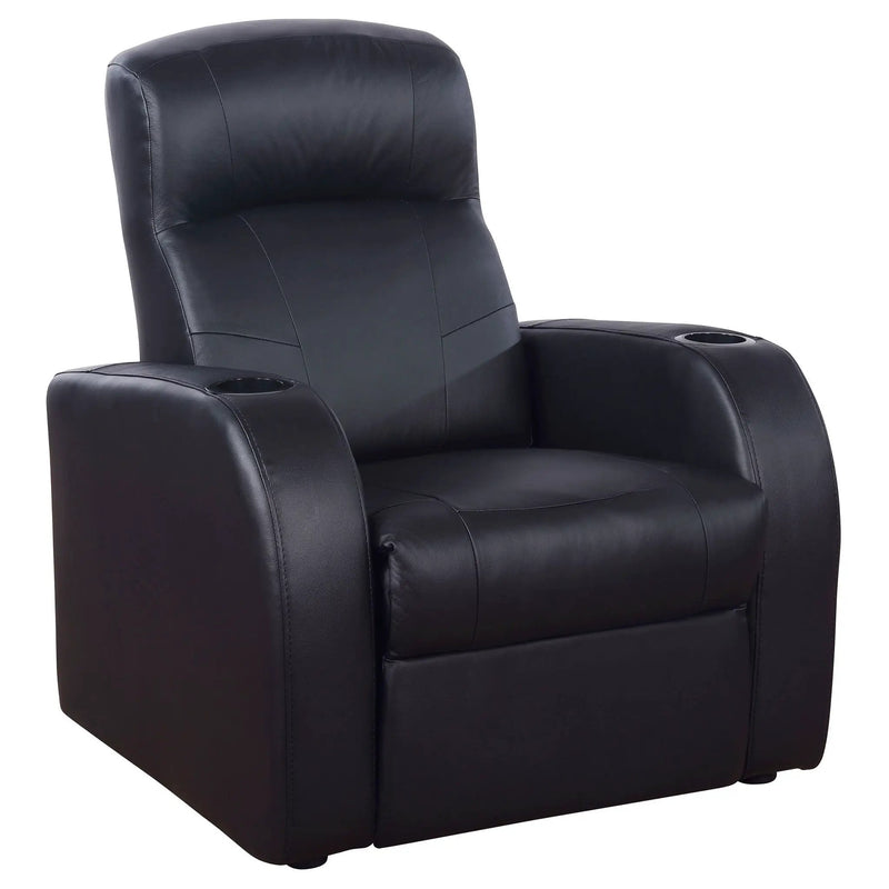 Upholstered Recliner With Cup Holder Comfort Lounge Chair - Black by Unique Piece Furniture