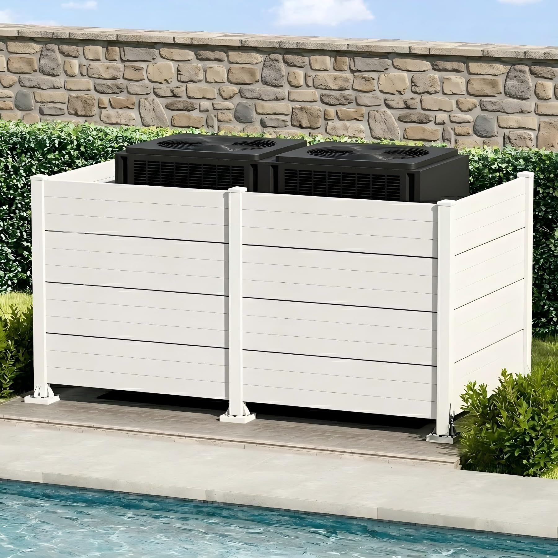 50" W x 49" H Outdoor Privacy Screen, Air Conditioner Fence, All-Weather Vinyl Privacy Fence Screens with Aluminum by HouseOfZazla