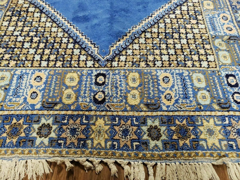 7' X 10' 5" Handmade Moroccan Urban Rabat Wool Carpet Blue Area Rug by Jewel Rugs