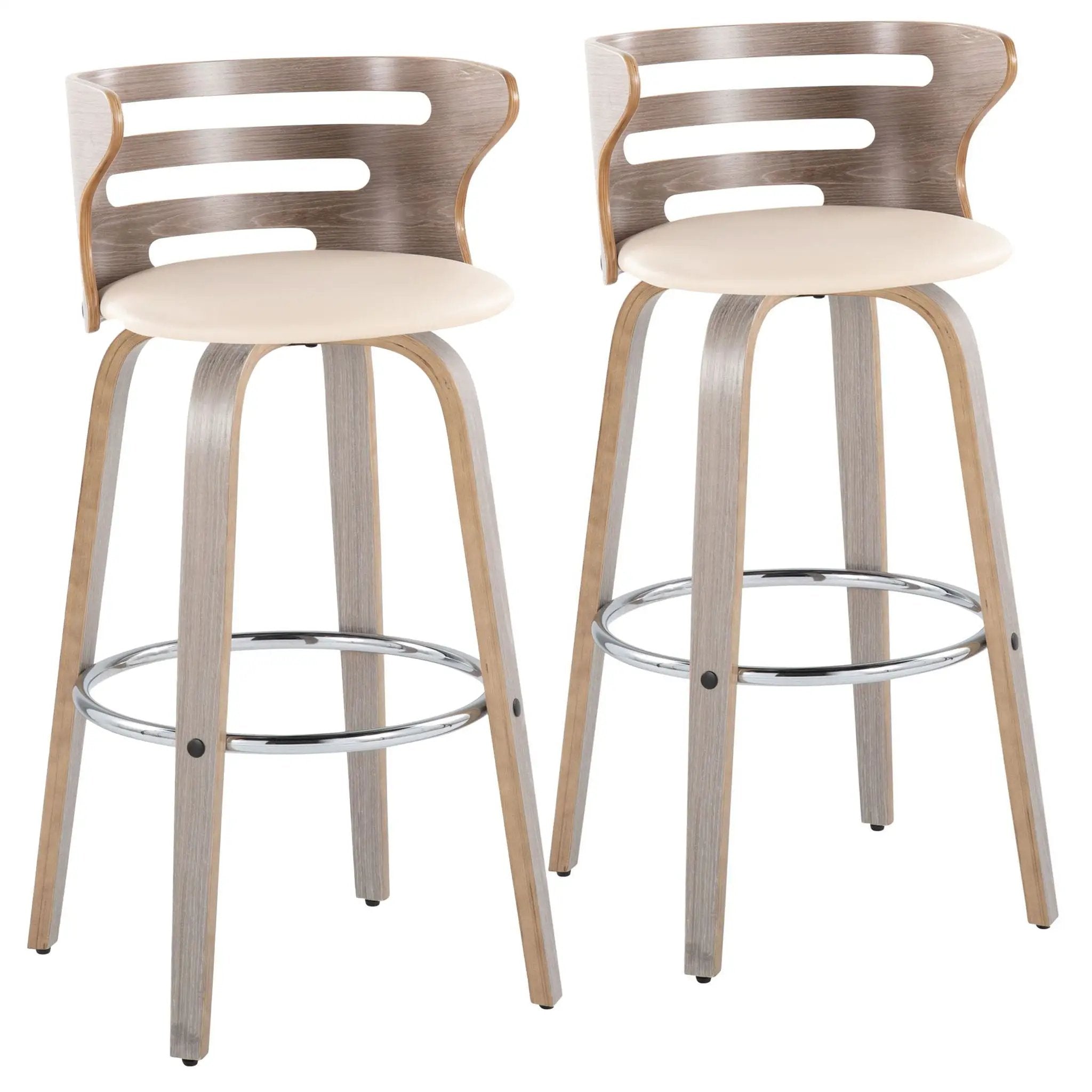 Cosini - Mid Century Modern Fixed Height, Barstool With Swivel With Round Footrest (Set of 2) by Unique Piece Furniture