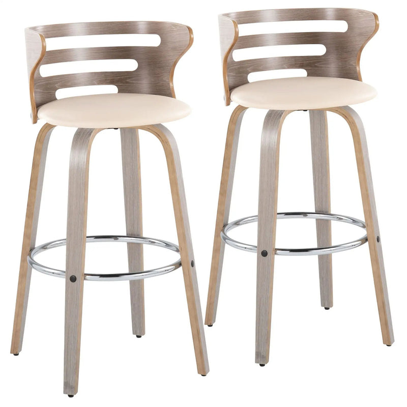 Cosini - Mid Century Modern Fixed Height, Barstool With Swivel With Round Footrest (Set of 2) by HouseOfZazla