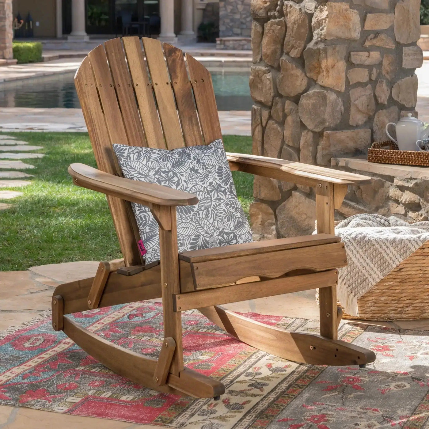 Outdoor Adirondack Rocking Chair With Hand Crafted Details by HouseOfZazla