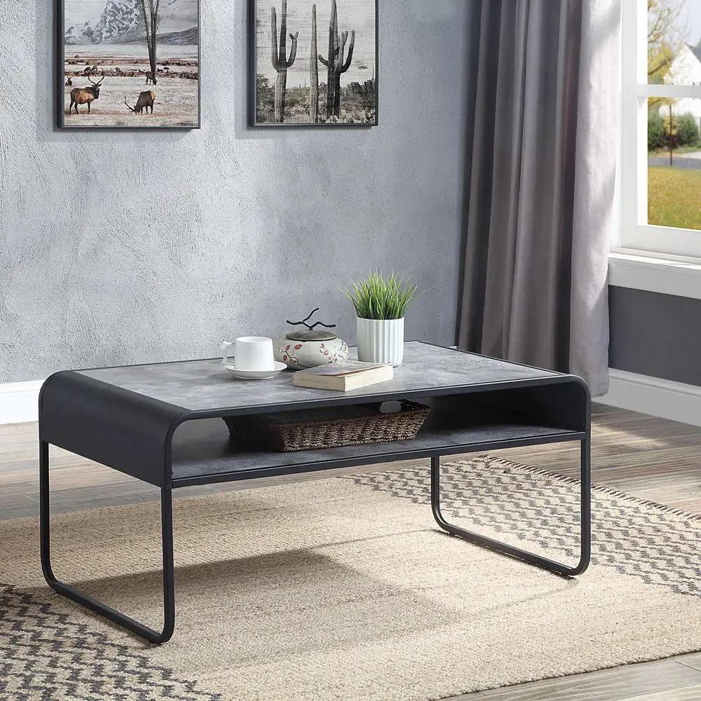 Raziela - Coffee Table - Concrete Gray & Black by Unique Piece Furniture