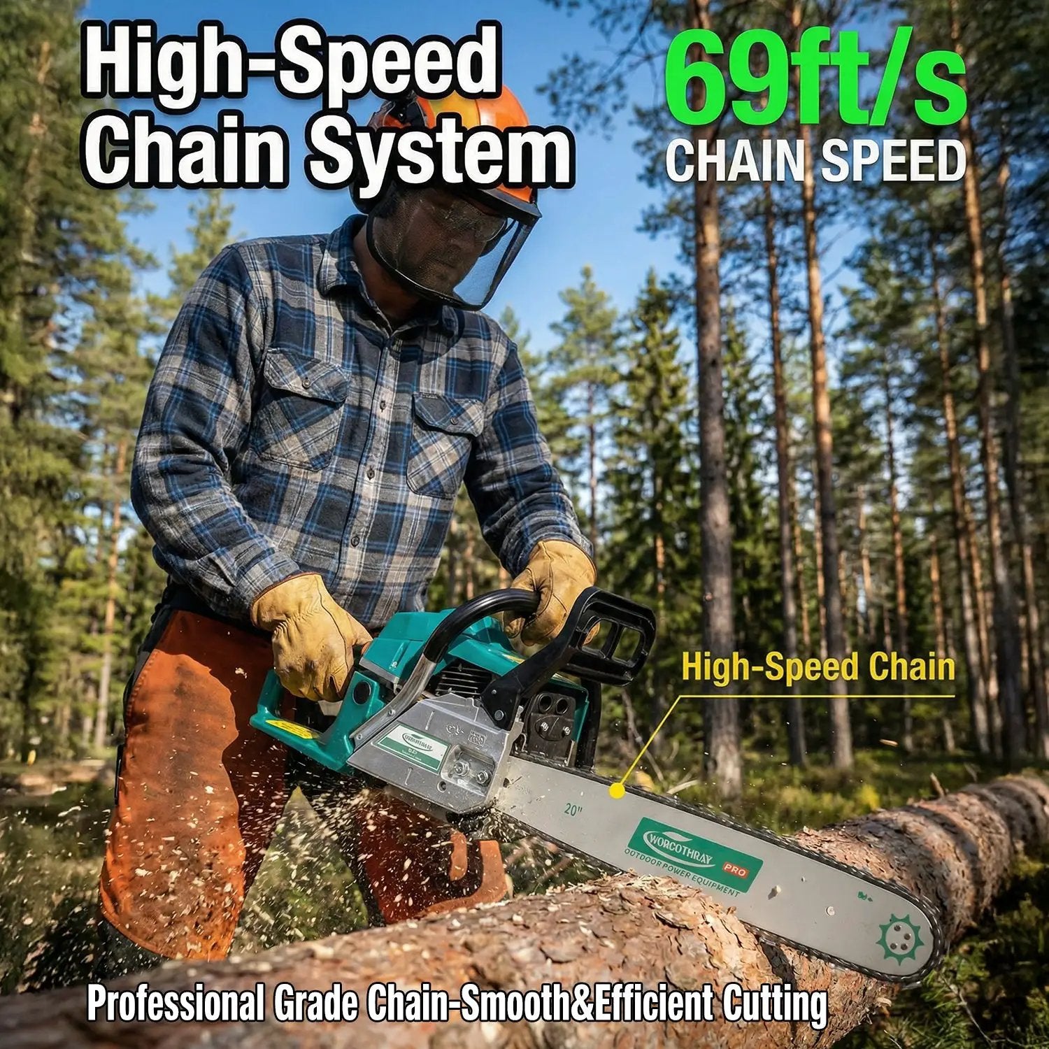 62CC 2-Stroke Gasoline Chainsaw Power Engine Wood Cutting Gas Chain Saw by HouseOfZazla