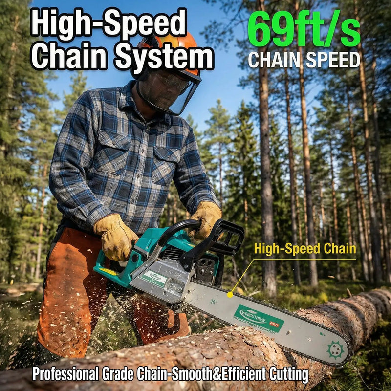 62CC 2-Stroke Gasoline Chainsaw Power Engine Wood Cutting Gas Chain Saw by HouseOfZazla