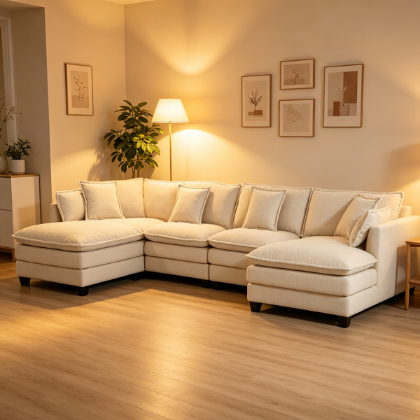 Modern 4-Seater Sectional Sofa with 2 Ottomans, photo 2 of 10