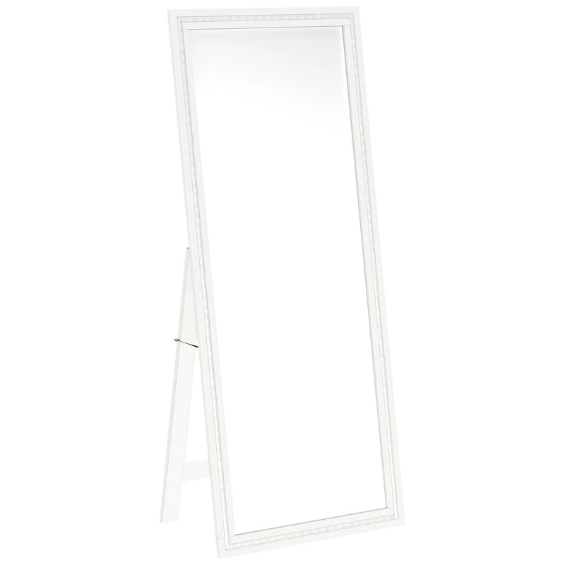Windrose 28 x 67 Inch Tempered LED Standing Mirror White by Unique Piece Furniture
