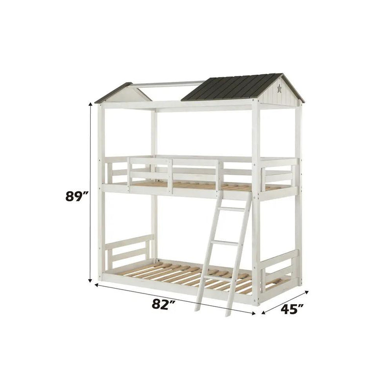 Nadine Cottage - Twin Over Twin Bunk Bed - Weathered White & Washed Gray by Unique Piece Furniture
