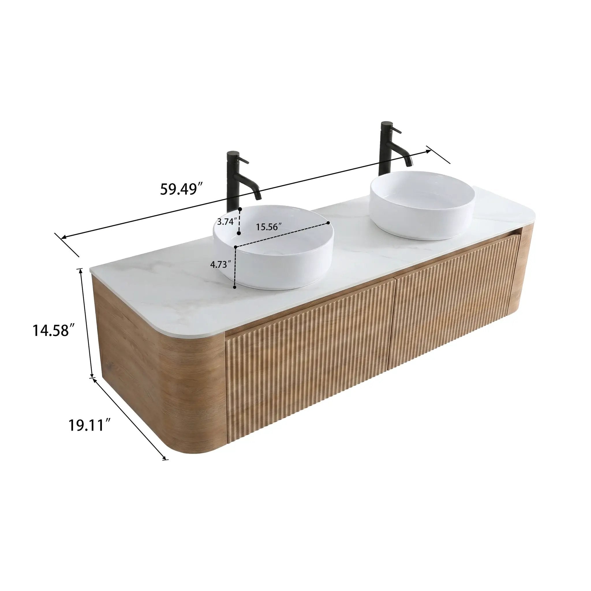 Erba 60 Inch Bathroom Vanity with Sink in Honey by HouseOfZazla